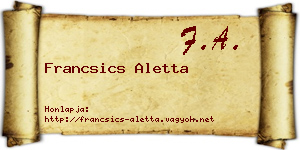 Francsics Aletta névjegykártya